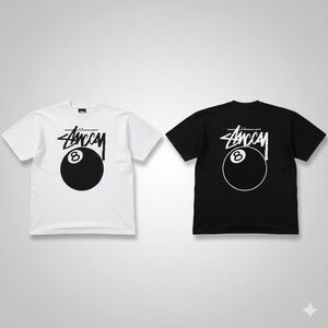 Stussy Black and White Short Sleeve Tees